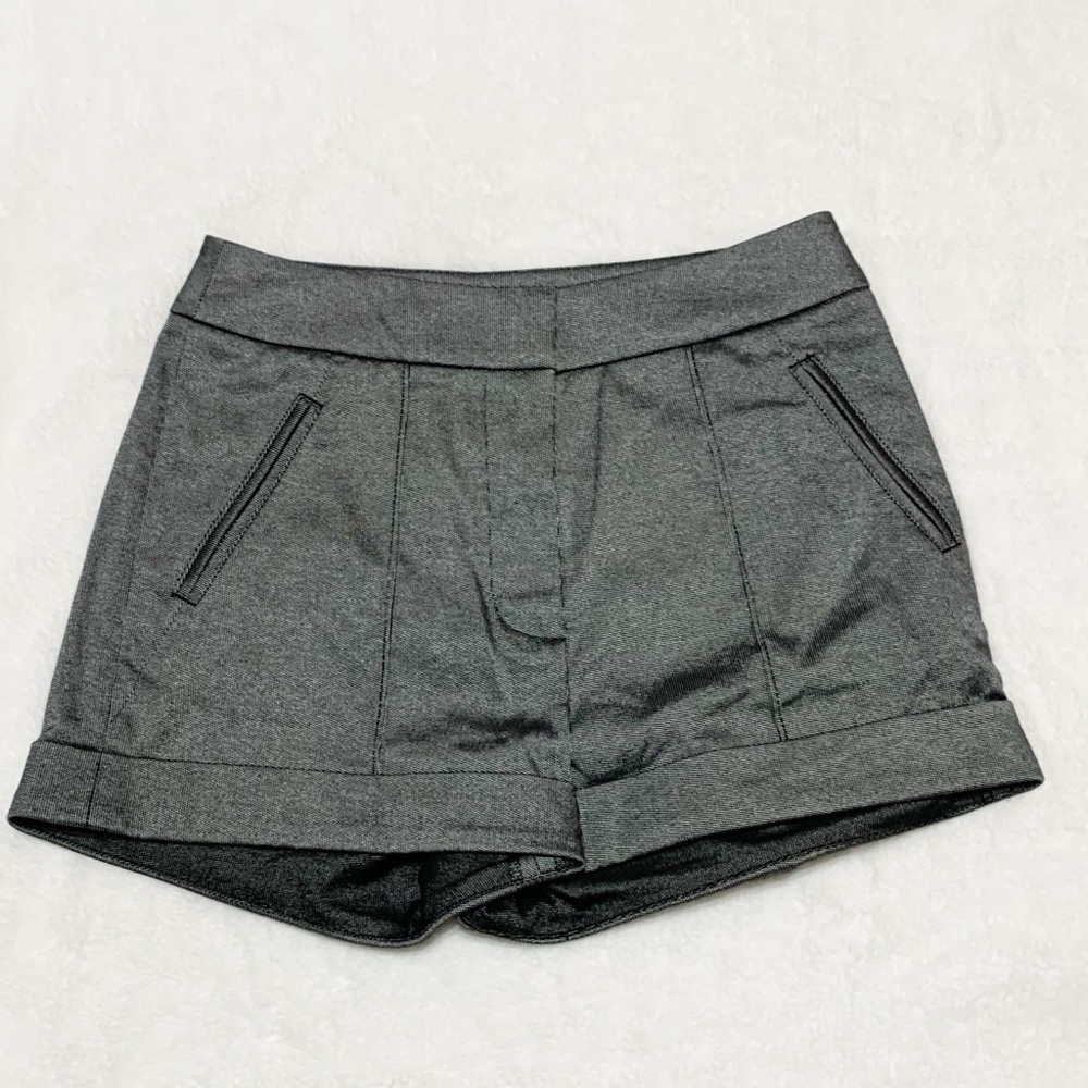 NWT Bebe Pintuck & Cuff Donna Shorts Black/Grey